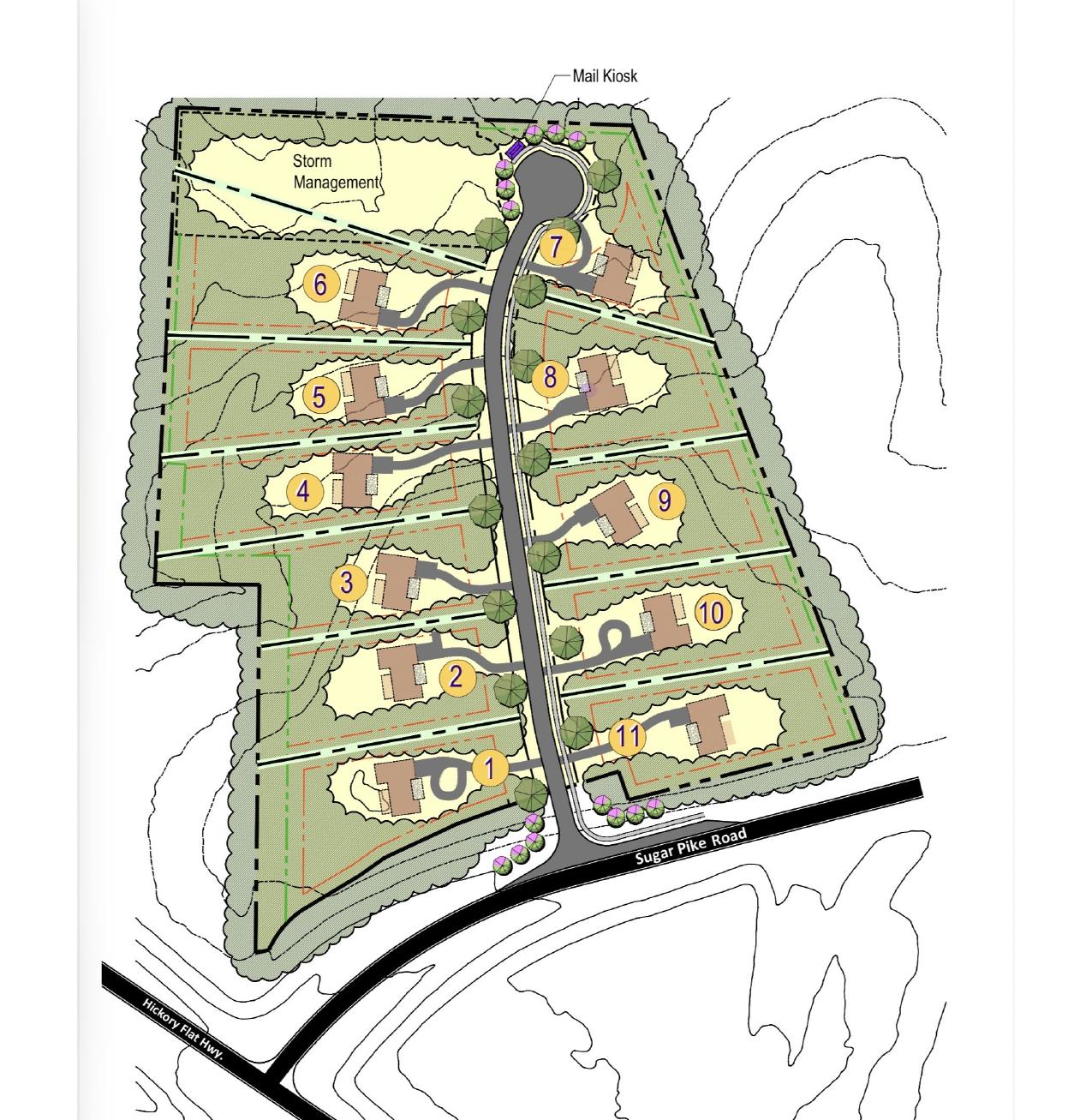 The Reserve at Sugar Pike site plan — 11 estate lots off Sugar Pike Road