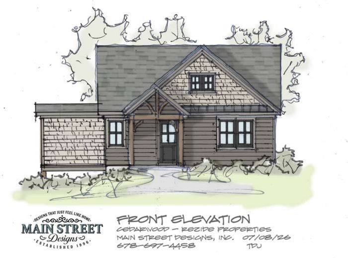 The Cedarwood front elevation sketch