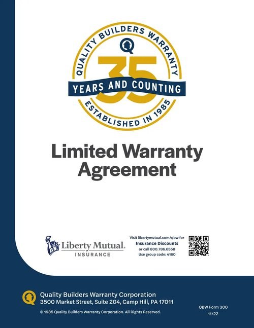 QBW Limited Warranty Agreement book
